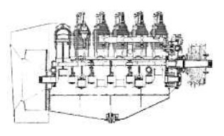 De Dion-Bouton 130 CV engine schematic diagram