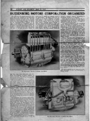 Duesenberg, Recorte de revista aeronautica
