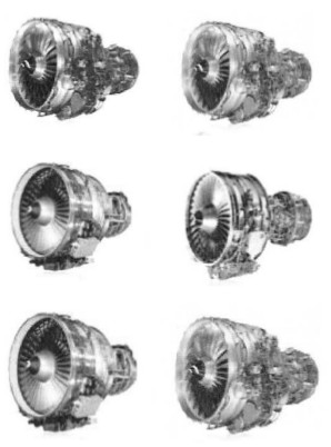 Several images of General Electric CFM-56 engines