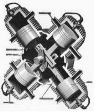 X-4 engine with rigid rods