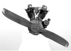 Harley Davidson engine with propeller