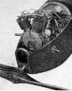 Harley Davidson engine with gearbox and lower propeller