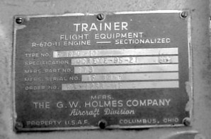 Holmes R-670 engine plate