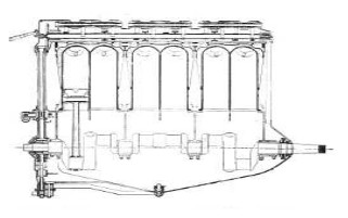 Isotta Fraschini V4B, longitudinal cross-section