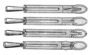 From top to bottom, designs from 1859, 1862, 1863 and 1867