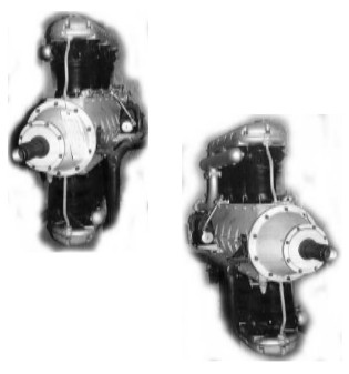 Two views of the Kirkham vertically-opposed cylinder engine