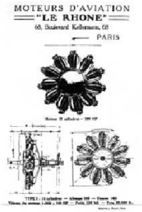 Ad for the Le Rhone 11-cylinder engine