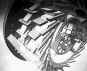 Impeller with blade driven pistons, fig. 2