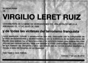 Commemorative notice for Leret's death