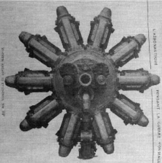 Rear view of the 20-cylinder Anzani engine
