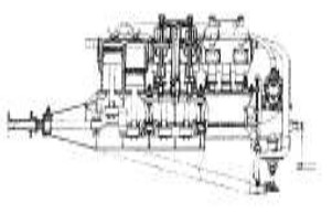 Dibujo lateral del Mulag de 6 cilindros