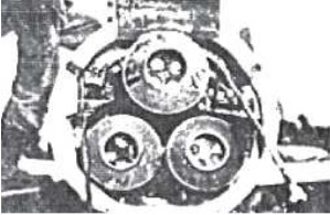 The three gunpowder rockets seen from behind