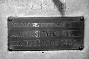 Orlogsvaerftet, model OV, engine plate
