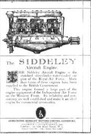 Anuncio en la prensa de Armstrong-Siddeley