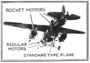 Normal airplane with added rocket engines