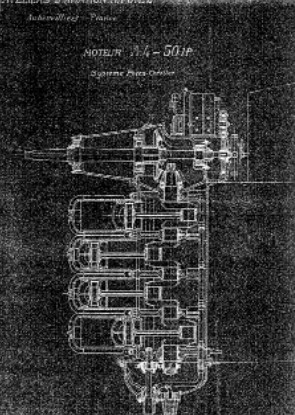Potez A-4 engine with vertical crankshaft