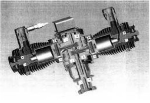 RCV engine with ports in the cylinder heads