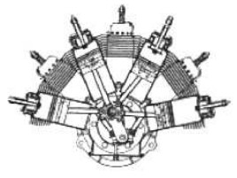 Seven-cylinder REP engine, 35 CV, drawing