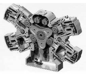 Double crankshaft in a Revetec type X