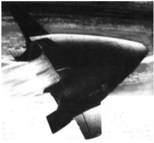 The X-33 with its two engines running