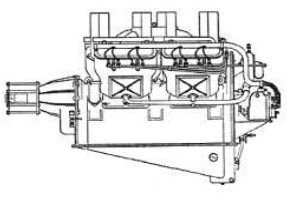 Thomas 890 engine, left side drawing