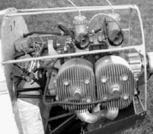 Trabant engine with the cylinders clearly fitted horizontally to the right