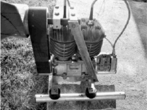 Trabant engine with upright cylinders and high reduction gear