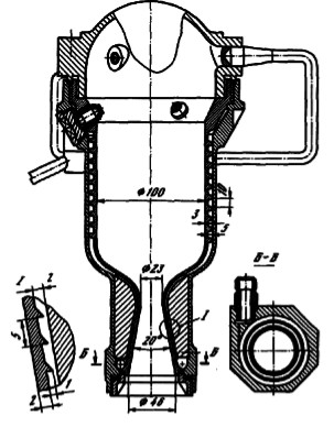 Esquema de un motor cohete de Tsiolkovski, primera época, fig. 3