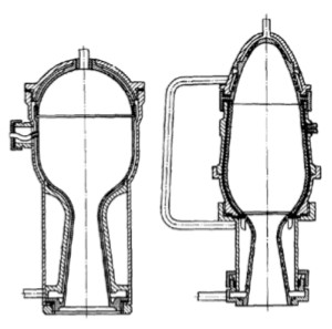 Esquema de un motor cohete de Tsiolkovski, primera época, fig. 4