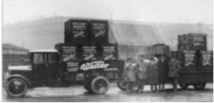 Loaded trucks leaving the Walter factory