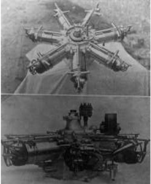 Clerget - Clément, 7-cylinder horizontal radial