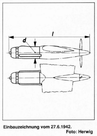 DB 609, posición en montaje con hélice de empuje